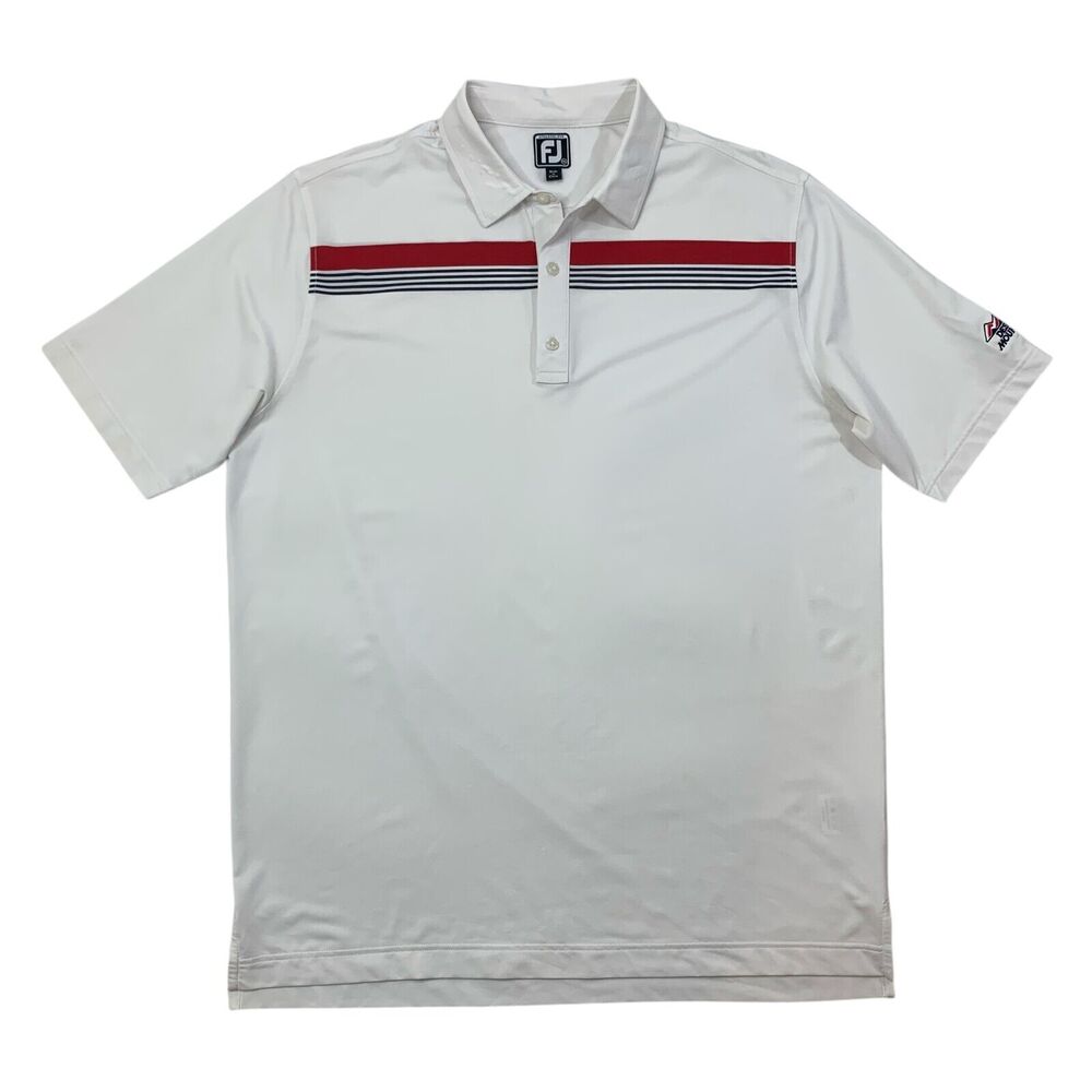 FJ FootJoy Shirt Mens 2XL XXL Athletic Fit White Stretch Droptail Polo Golf